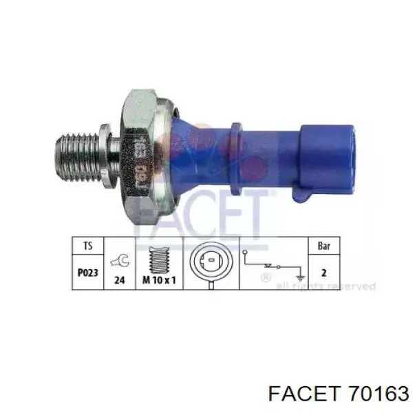 70163 Facet indicador, presión del aceite