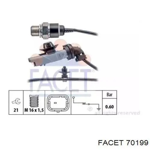 70199 Facet indicador, presión del aceite