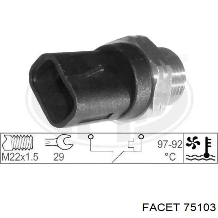 75103 Facet sensor, temperatura del refrigerante (encendido el ventilador del radiador)