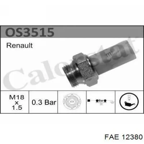 12380 FAE indicador, presión del aceite