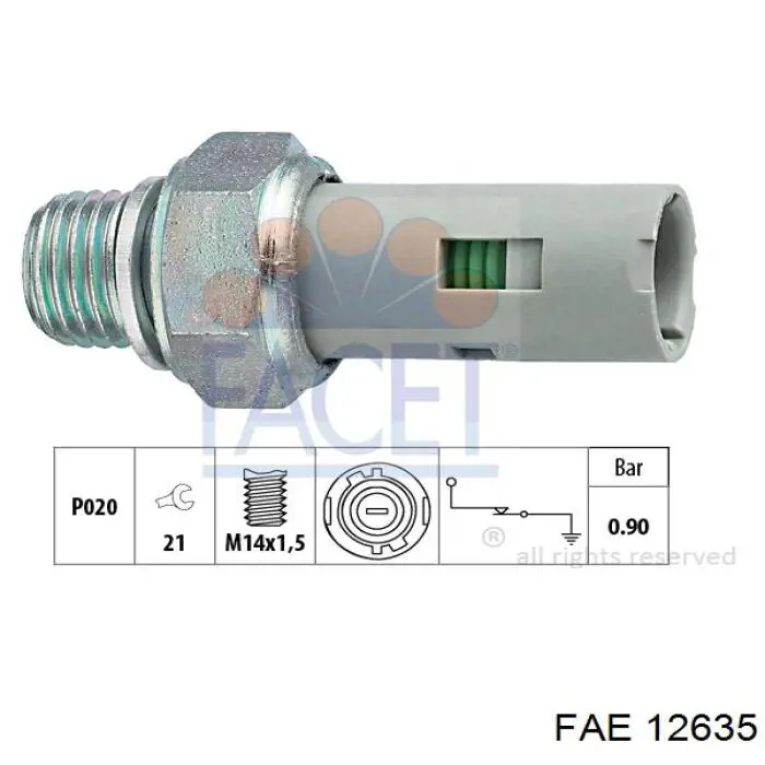 12635 FAE indicador, presión del aceite