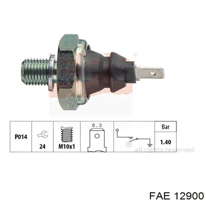 12900 FAE indicador, presión del aceite