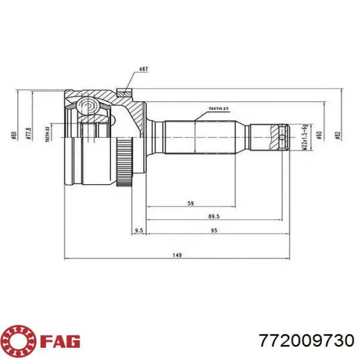 772 0097 30 FAG fuelle, árbol de transmisión delantero interior