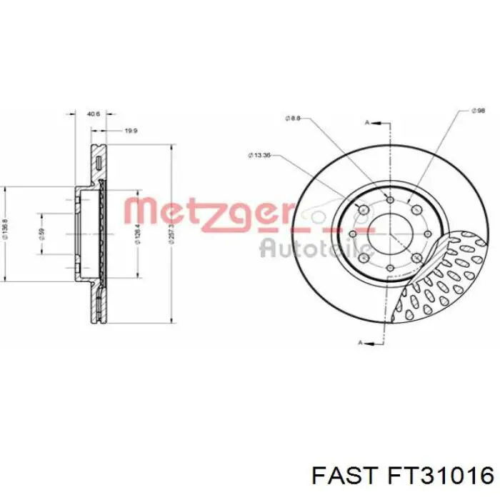 FT31016 Fast freno de disco delantero