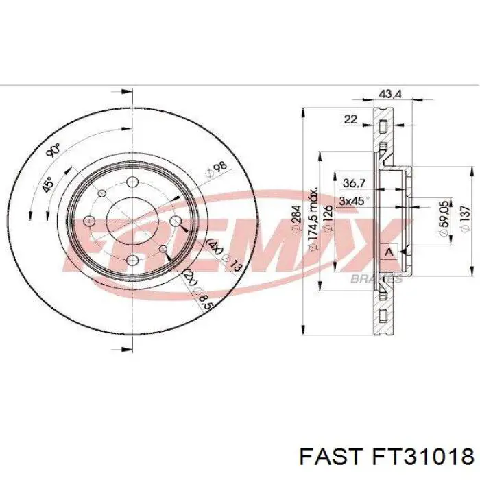 FT31018 Fast freno de disco delantero