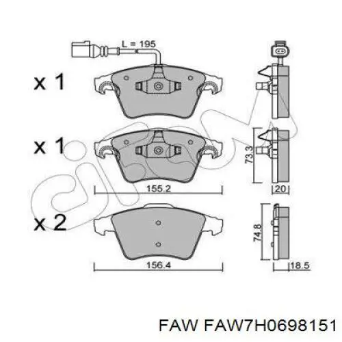 FAW7H0698151 FAW pastillas de freno delanteras