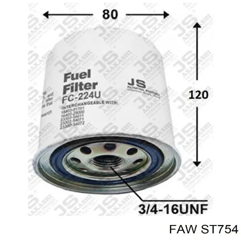 ST754 FAW filtro combustible