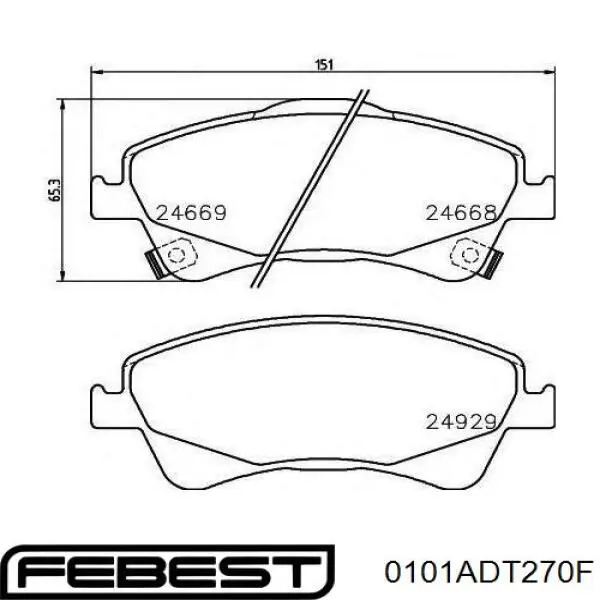 0101ADT270F Febest pastillas de freno delanteras