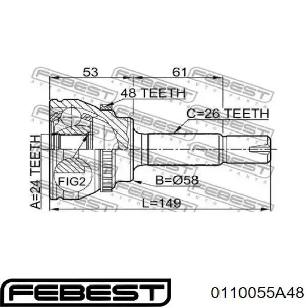 4341012510 Toyota junta homocinética exterior delantera