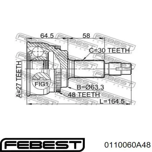 0110-060A48 Febest junta homocinética exterior delantera