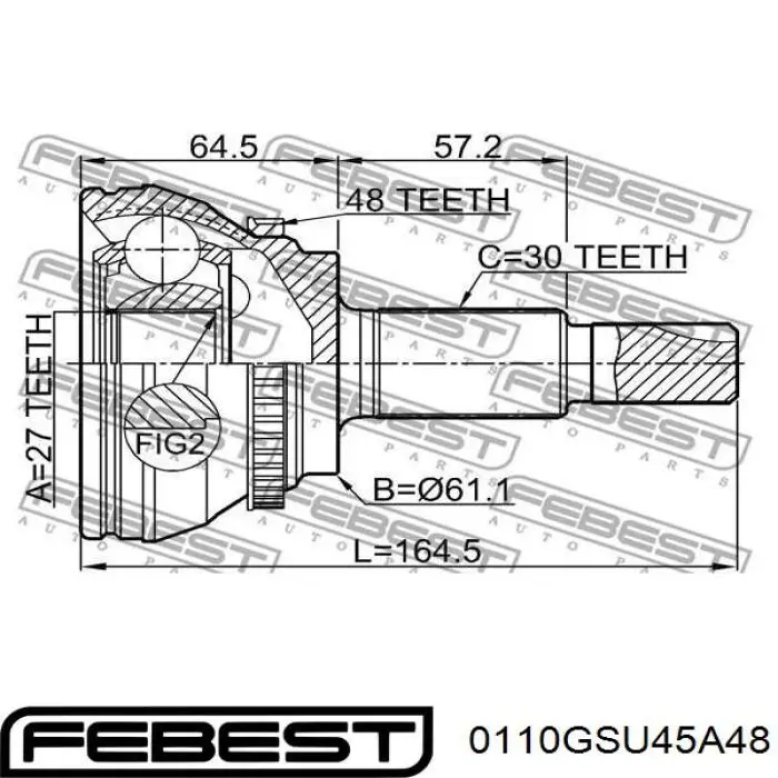 0110GSU45A48 Febest junta homocinética exterior delantera