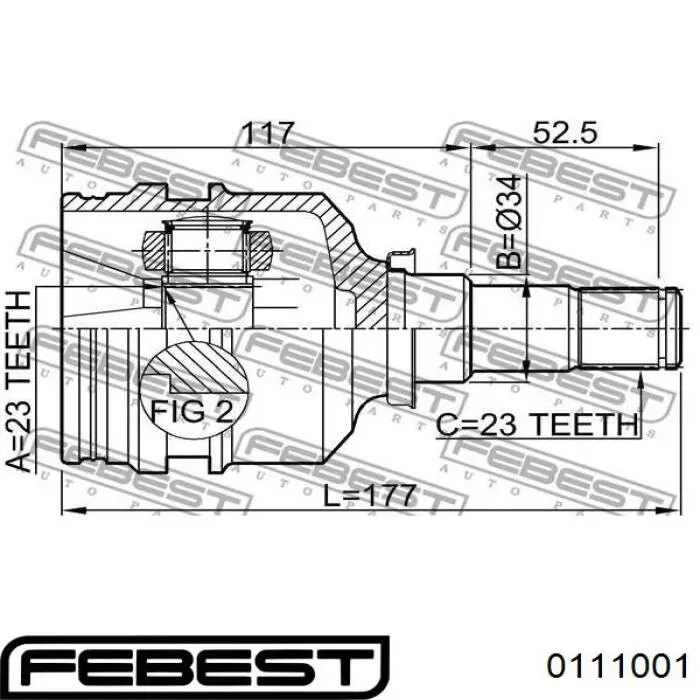 0111-001 Febest junta homocinética interior delantera