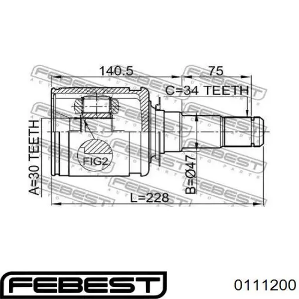 0111200 Febest junta homocinética interior delantera