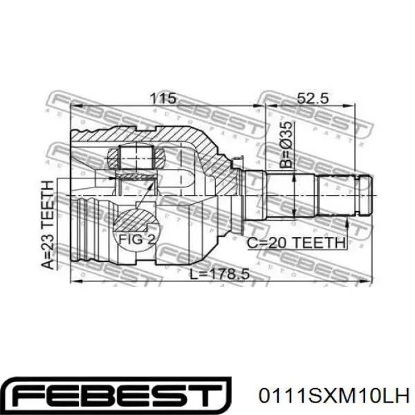 0111-SXM10LH Febest junta homocinética interior delantera izquierda