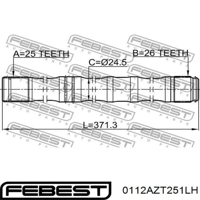 4347009A40 Toyota árbol de transmisión delantero izquierdo