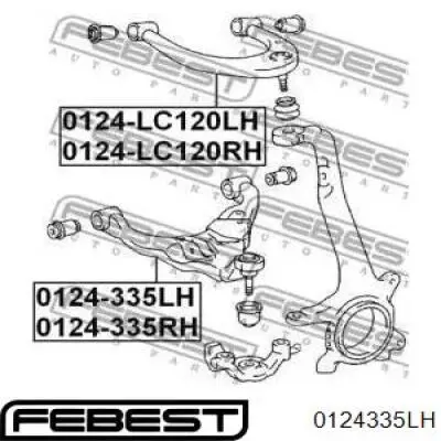 0124-335LH Febest barra oscilante, suspensión de ruedas delantera, inferior izquierda