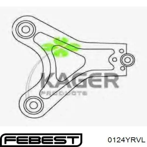 0124-YRVL Febest barra oscilante, suspensión de ruedas delantera, inferior izquierda