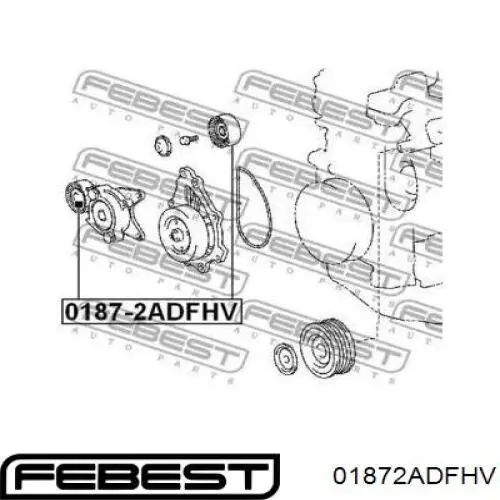 0187-2ADFHV Febest polea inversión / guía, correa poli v