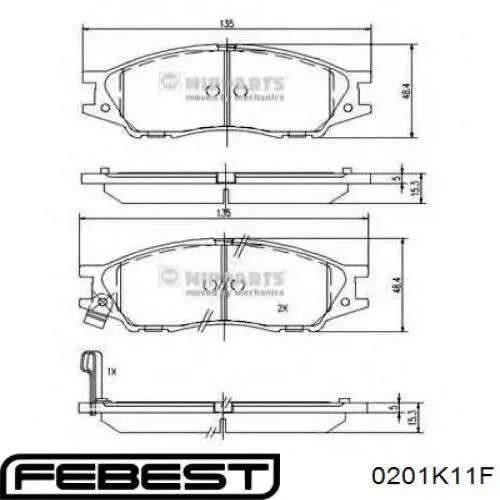 0201K11F Febest pastillas de freno delanteras