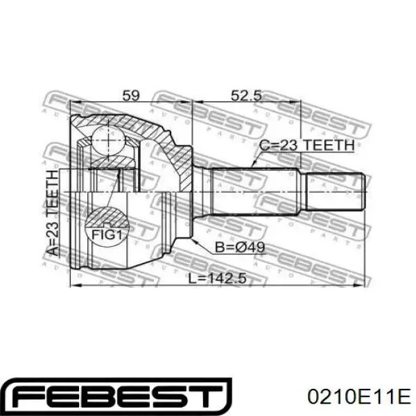 0210-E11E Febest junta homocinética exterior delantera