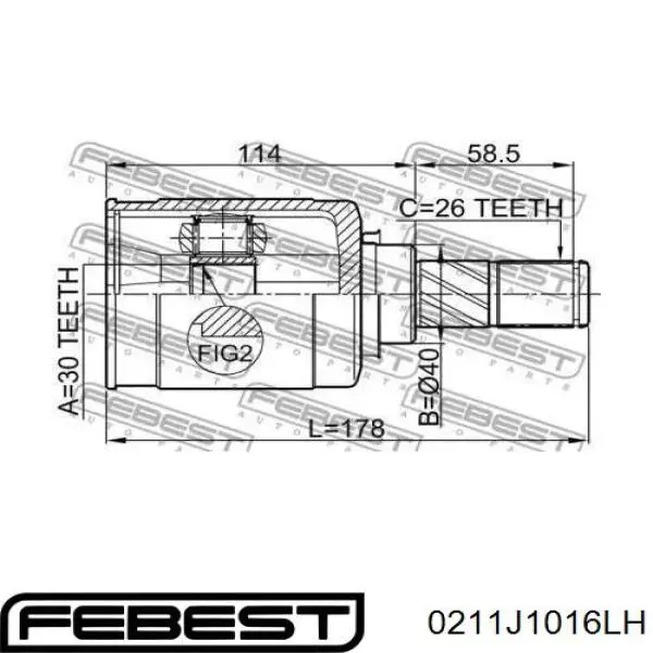 0211-J1016LH Febest junta homocinética interior delantera izquierda