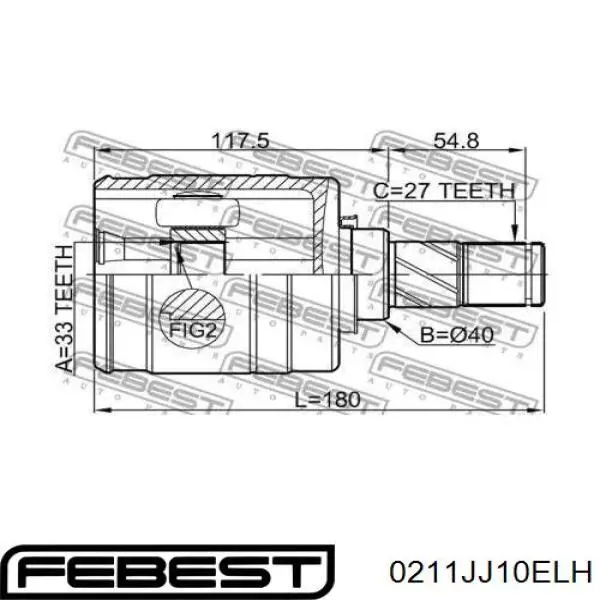 0211-JJ10ELH Febest junta homocinética interior delantera izquierda