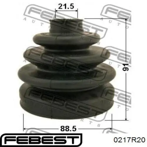 0217-R20 Febest fuelle, árbol de transmisión delantero exterior