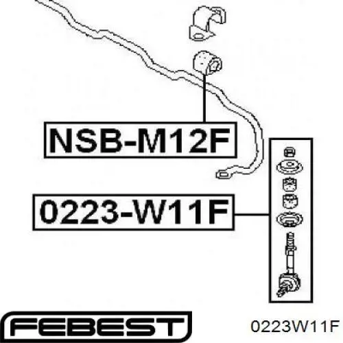 0223-W11F Febest soporte de barra estabilizadora delantera