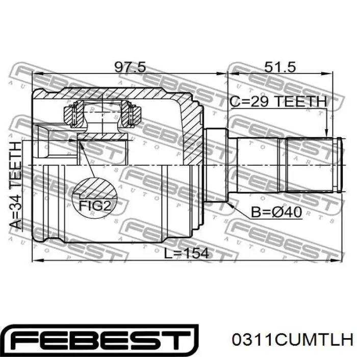  Junta homocinética interior delantera izquierda para Honda FR-V BE