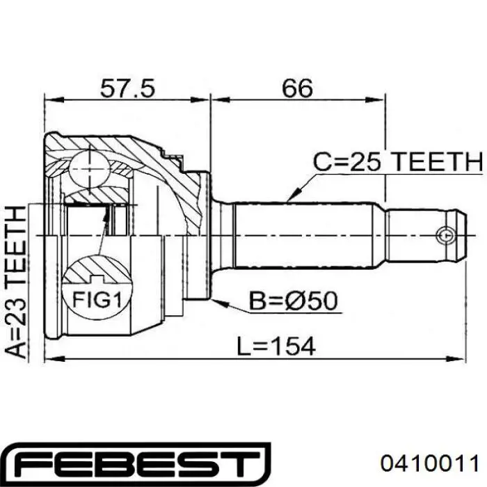 0410-011 Febest junta homocinética exterior delantera