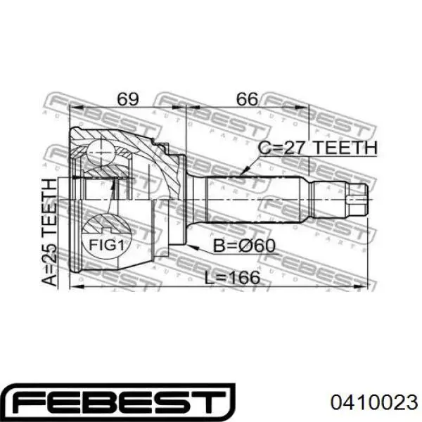 0410-023 Febest junta homocinética exterior delantera