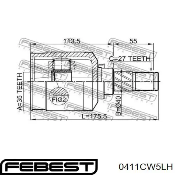 0411-CW5LH Febest junta homocinética interior delantera izquierda