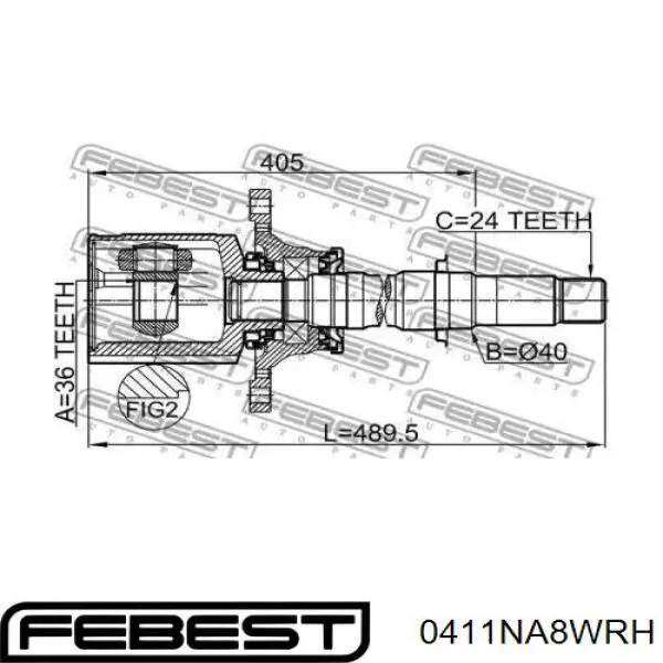 0411-NA8WRH Febest junta homocinética interior delantera izquierda