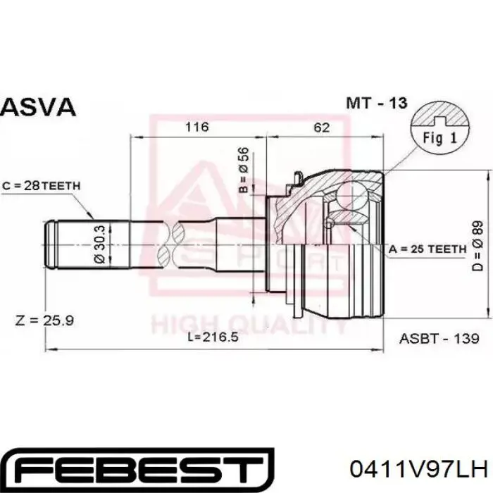  Junta homocinética interior delantera izquierda para Hyundai Terracan HP