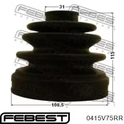 0415-V75RR Febest fuelle, árbol de transmisión trasero interior