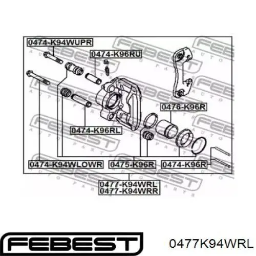 0477K94WRL Febest pinza de freno trasera izquierda