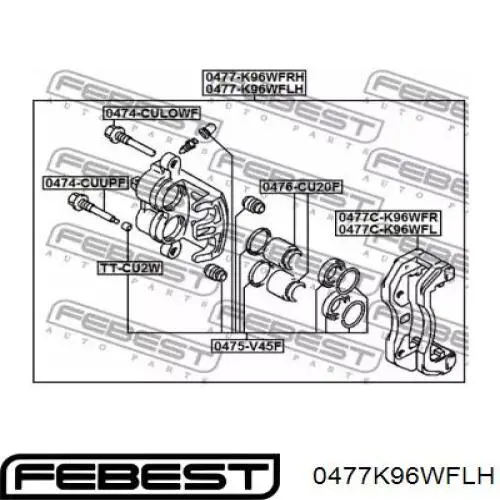 0477K96WFLH Febest pinza de freno delantera izquierda