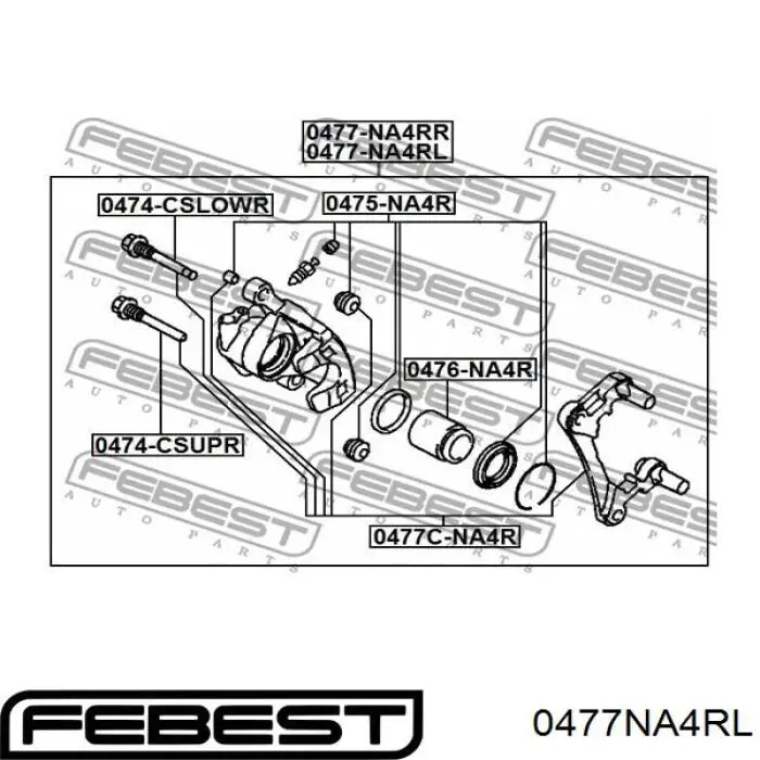 0477-NA4RL Febest pinza de freno trasera izquierda