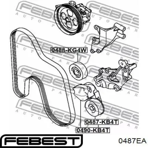 0487-EA Febest tensor de la polea de la correa dentada, eje de balanceo