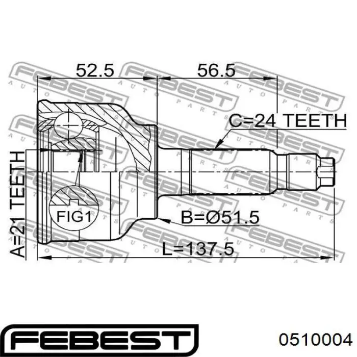 0510004 Febest junta homocinética exterior delantera