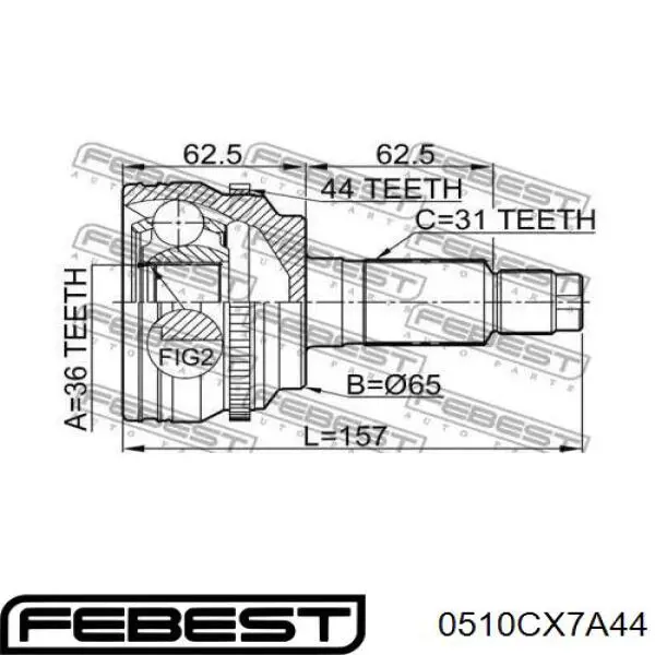 0510CX7A44 Febest junta homocinética exterior delantera