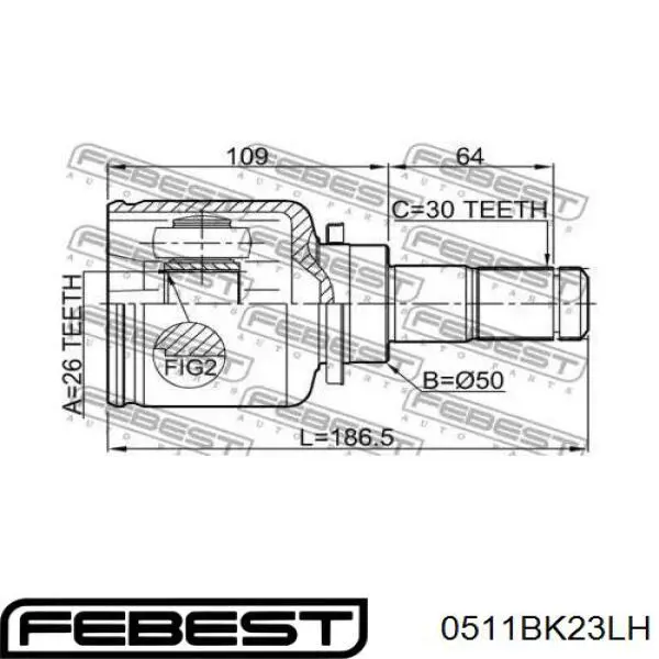 GG4622620A Mazda junta homocinética interior delantera izquierda