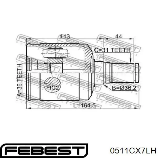  Junta homocinética interior delantera izquierda para Mazda CX-7 ER