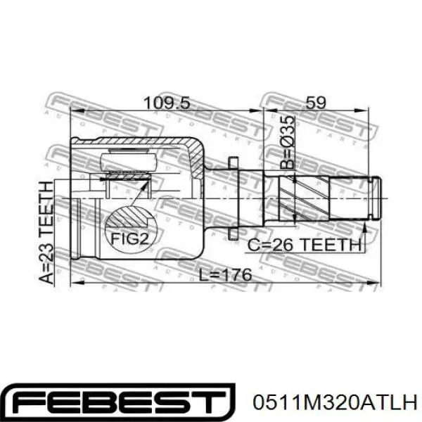 0511-M320ATLH Febest junta homocinética interior delantera izquierda