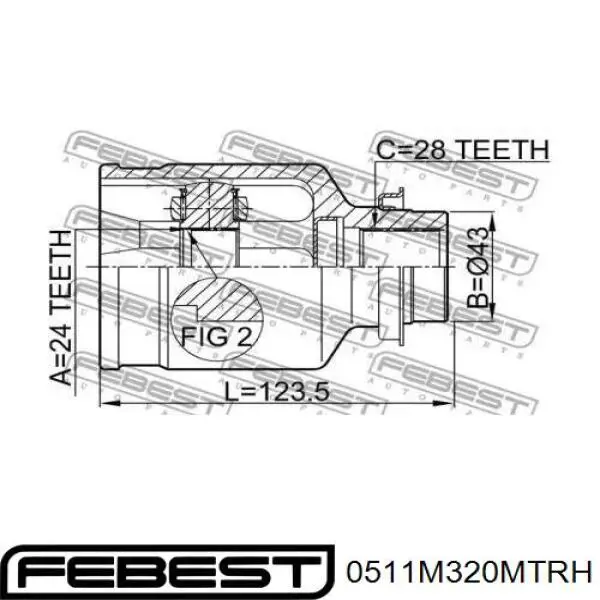 0511-M320MTRH Febest junta homocinética interior delantera derecha