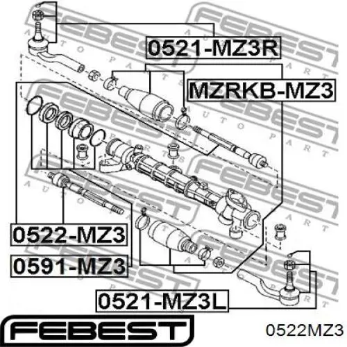 0522-MZ3 Febest barra de acoplamiento