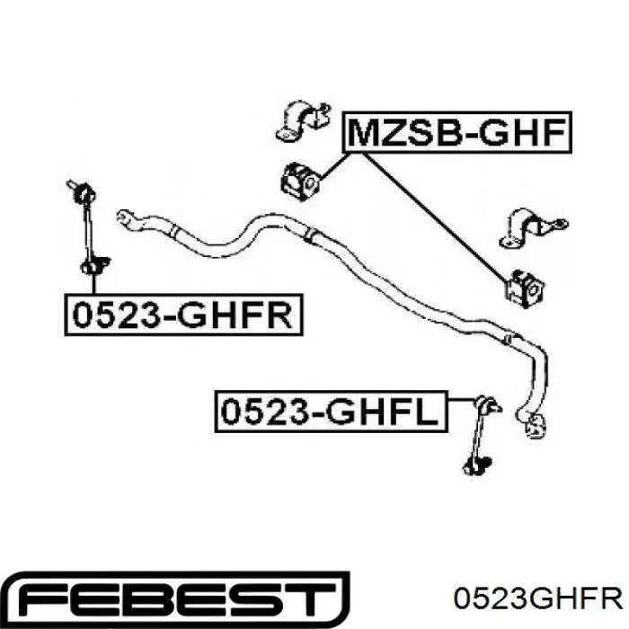 0523-GHFR Febest barra estabilizadora delantera derecha