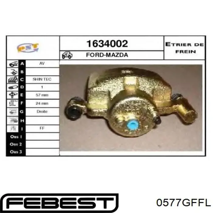 0577-GFFL Febest pinza de freno delantera izquierda