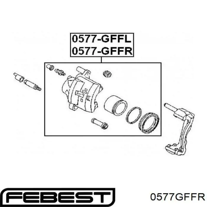 0577GFFR Febest pinza de freno delantera derecha