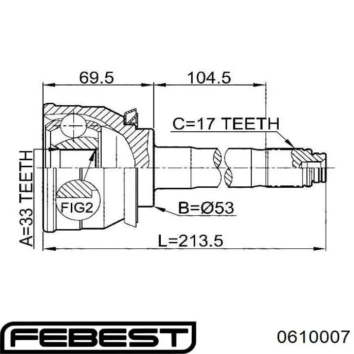 0610-007 Febest junta homocinética exterior delantera